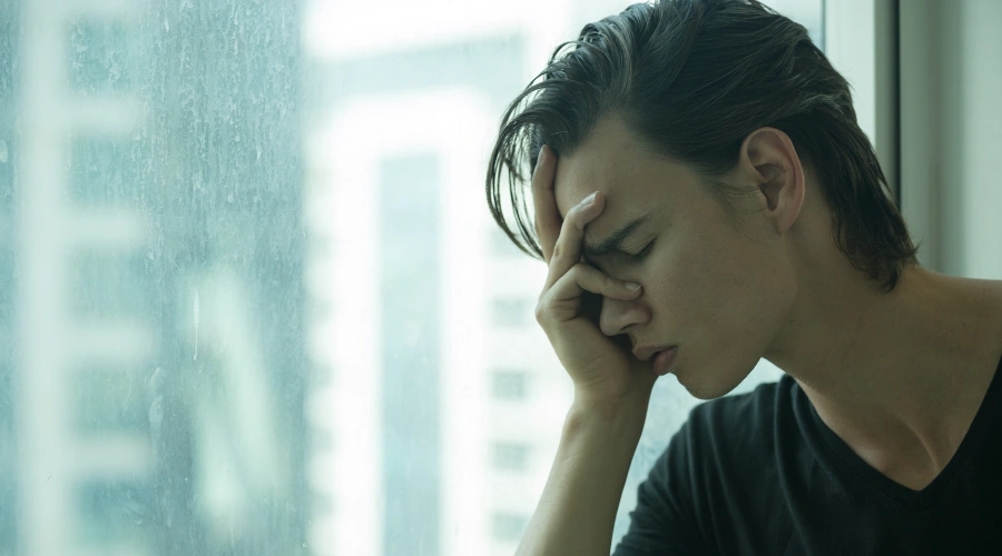 Image of a male teenager looking detached and fatigued, showing early signs of Xanax addiction