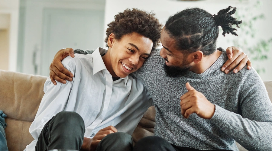 Image of parent having calm conversation with teenager about substance use concerns