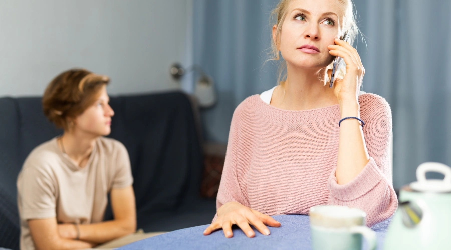 Image of a parent calling Artemis Adolescent Healing Center for teen cocaine addiction treatment options